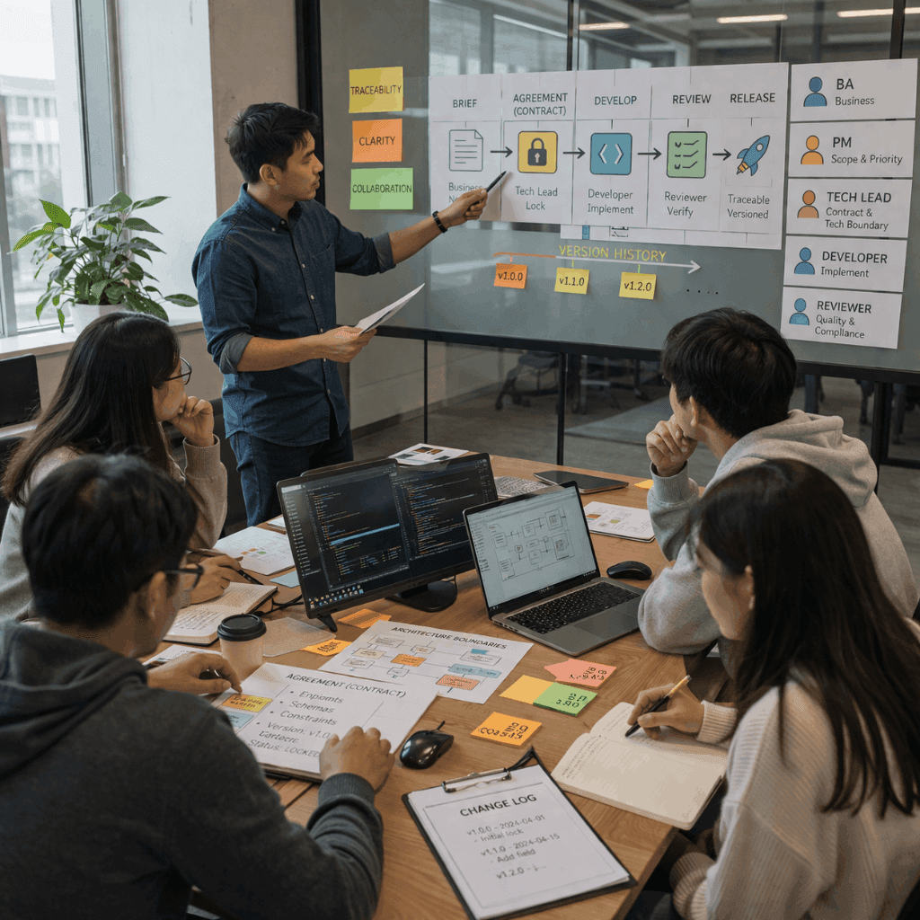 Vai trò của Tech Lead trong quy trình contract-first khác review code truyền thống như thế nào?