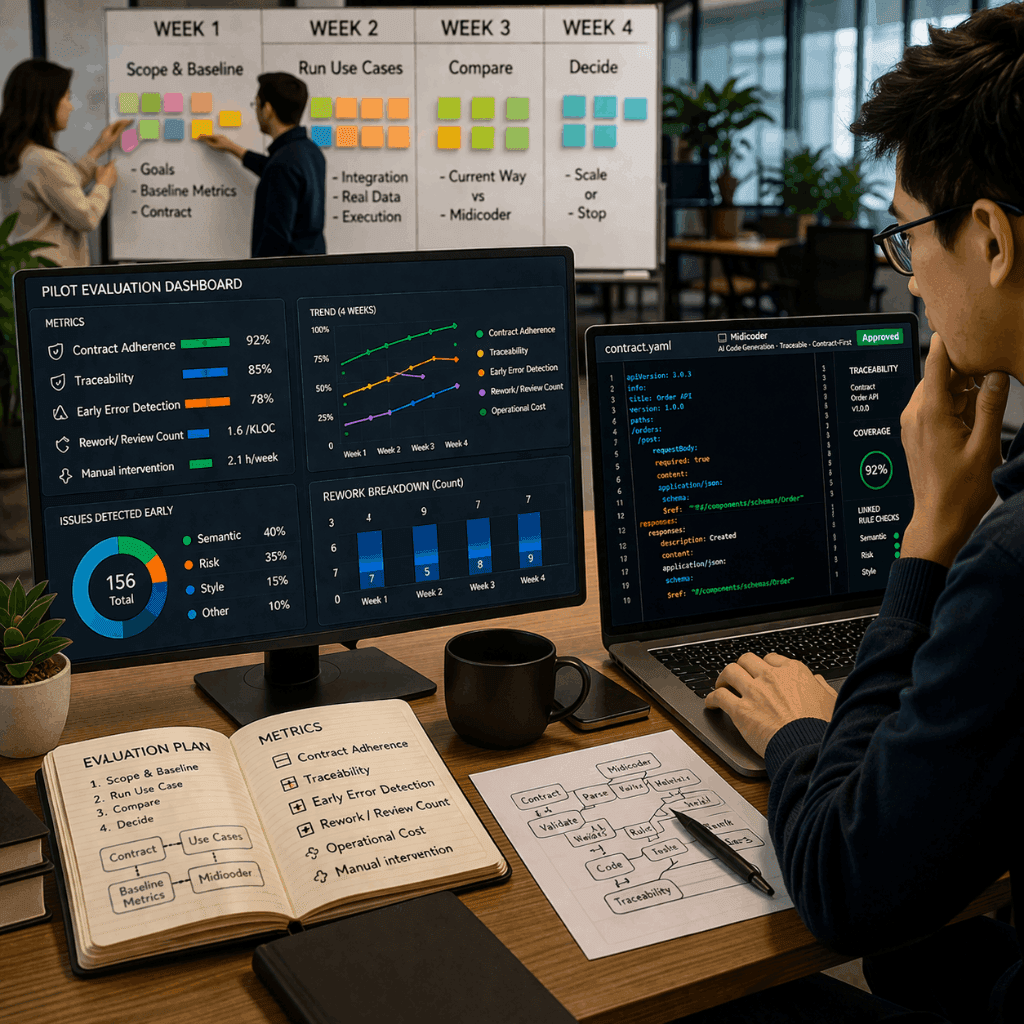 Đội kỹ thuật cần 30 ngày đầu như thế nào để đánh giá Midi Coder công bằng?